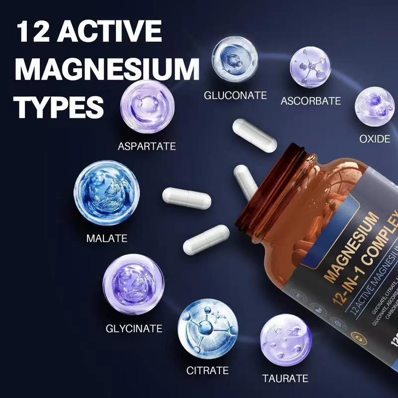 Magnesium 12-in-1 Complex Capsules 700mg High Absorption Dietary Supplement (120 Count) 5 magnesium 12 in 1 complex capsules 700mg goo z9sgr44m desc 2