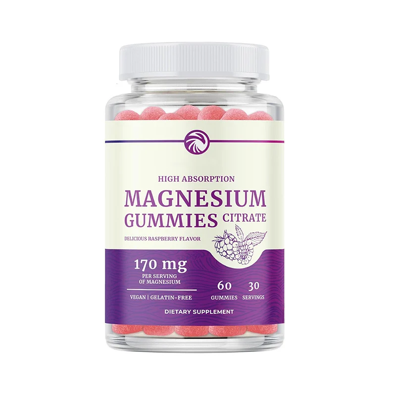 Magnesium Citrate Gummies for Sleep and Muscle Support - 170mg Elemental Magnesium, Vegan Raspberry Supplement - 60 Count 5 Magnesium Citrate Gummies Raspberry Vegan Goo Reqcq463 5