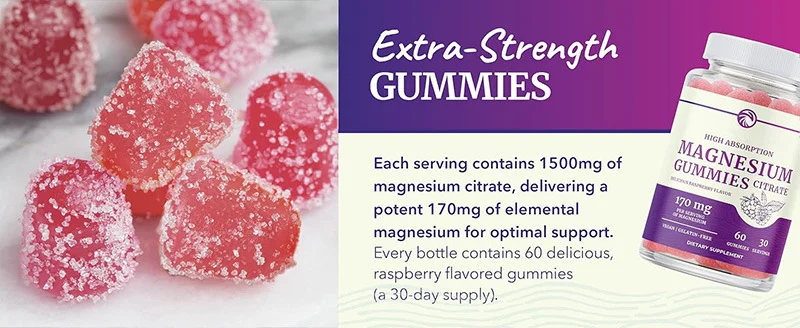 Magnesium Citrate Gummies for Sleep and Muscle Support - 170mg Elemental Magnesium, Vegan Raspberry Supplement - 60 Count 7 magnesium citrate gummies raspberry vegan goo reqcq463 desc 2