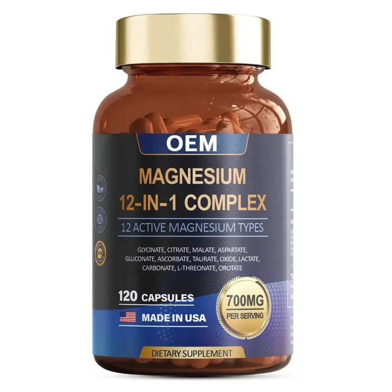 Magnesium Complex 12-in-1 Supplement - 700mg High Absorption Glycinate, Malate & Citrate - 120 Vegan Capsules 6 magnesium complex 12 in 1 capsules 700mg goo un9bjpvv desc 1