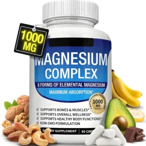 High-potency Magnesium Complex dietary supplement with 8 elemental forms, 90 capsules, supporting bone, muscle, and overall wellness
