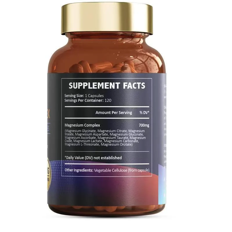 Magnesium Complex Capsules 700mg for Muscle & Sleep Support - 12-in-1 Formula 120 Vegan Capsules 7 magnesium complex capsules 700mg 120ct goo yzv597rk desc 1