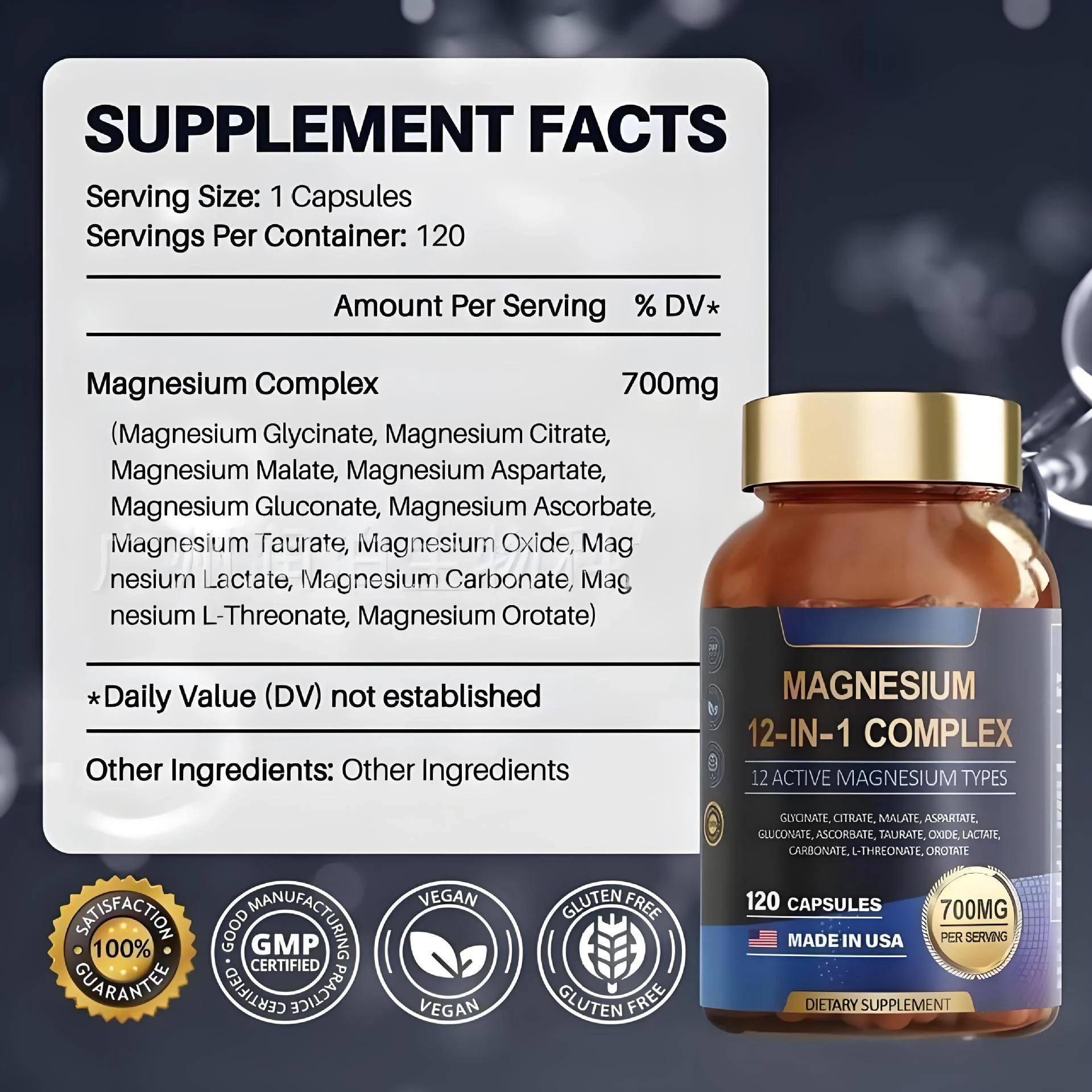 Magnesium Complex Capsules 700mg for Muscle & Sleep Support - 12-in-1 Formula 120 Vegan Capsules 2 Magnesium Complex Capsules 700mg 120ct Goo Yzv597rk 2