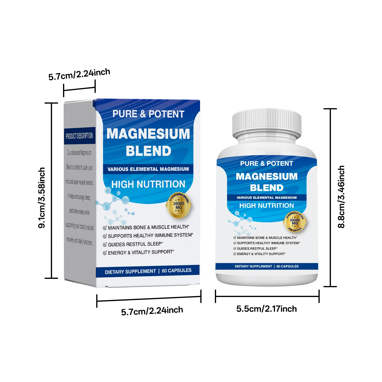 Magnesium Complex Capsules for Energy Support & Muscle Relaxation - 36,000mg Potent Multi-Elemental Blend 6 magnesium complex capsules energy sleep goo fzkherbu desc 2
