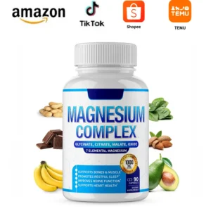 High Potency Magnesium Complex Capsules with Glycinate, Citrate, Malate & Oxide for Bone, Muscle, Sleep & Nerve Support, 90 Count