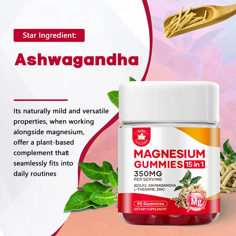Magnesium Glycinate Gummies for Stress Relief & Sleep Support - 15-in-1 Formula with Ashwagandha, Vitamin D3, K2, L-Theanine & Zinc - 90 Sugar-Free Chewable Supplements 15 magnesium glycinate ashwagandha gummies 15 in 1 goo njtdnk5w desc 10