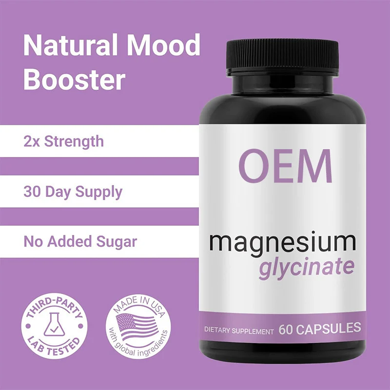 Magnesium Glycinate Capsules 200mg for Restful Sleep, Muscle Cramps & Mood Support - 60 Vegan Capsules