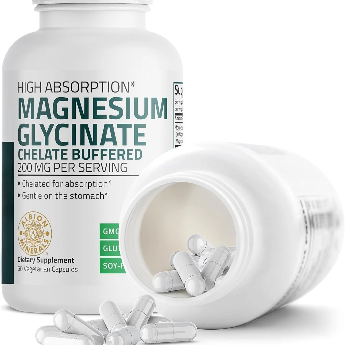 High Absorption Magnesium Glycinate 200mg - 60 Vegetarian Capsules 6 magnesium glycinate capsules goo c7ca67vh desc 1