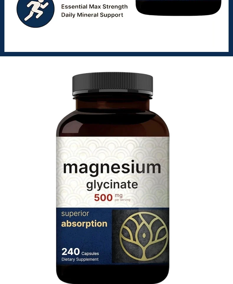 High Absorption Magnesium Glycinate 500mg Capsules - 240 Count 17 magnesium glycinate capsules goo nj8wcd3k desc 14