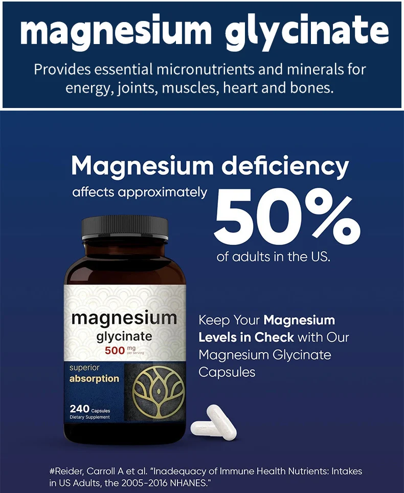 High Absorption Magnesium Glycinate 500mg Capsules - 240 Count 7 magnesium glycinate capsules goo nj8wcd3k desc 4