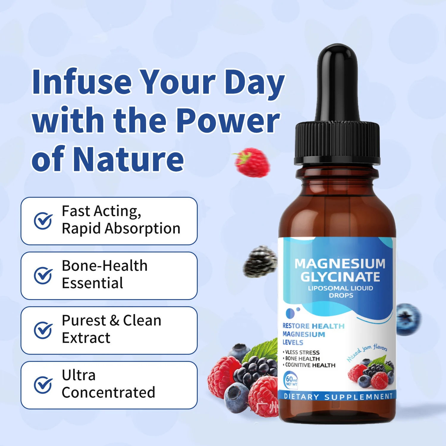 Magnesium Glycinate Drops Liposomal Liquid - Mixed Jam Flavor 60ml 9 magnesium glycinate drops liposomal 60ml goo ycew45nt desc 3