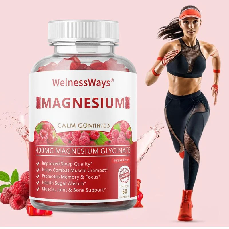 Bottle of WellnessWays Magnesium Glycinate Calm Gummies 400mg for improved sleep and muscle support