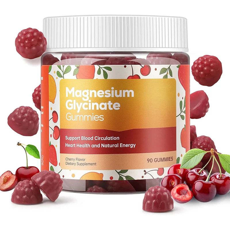 Magnesium Glycinate Gummies 400mg with Ashwagandha & Zinc for Restful Sleep, Stress Relief & Heart Health - Cherry Flavor (90 Count)