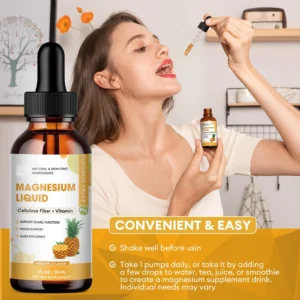 8-in-1 Magnesium Glycinate Liquid Drops with Cellulose Fiber and Vitamins for mood, sleep, and digestive support