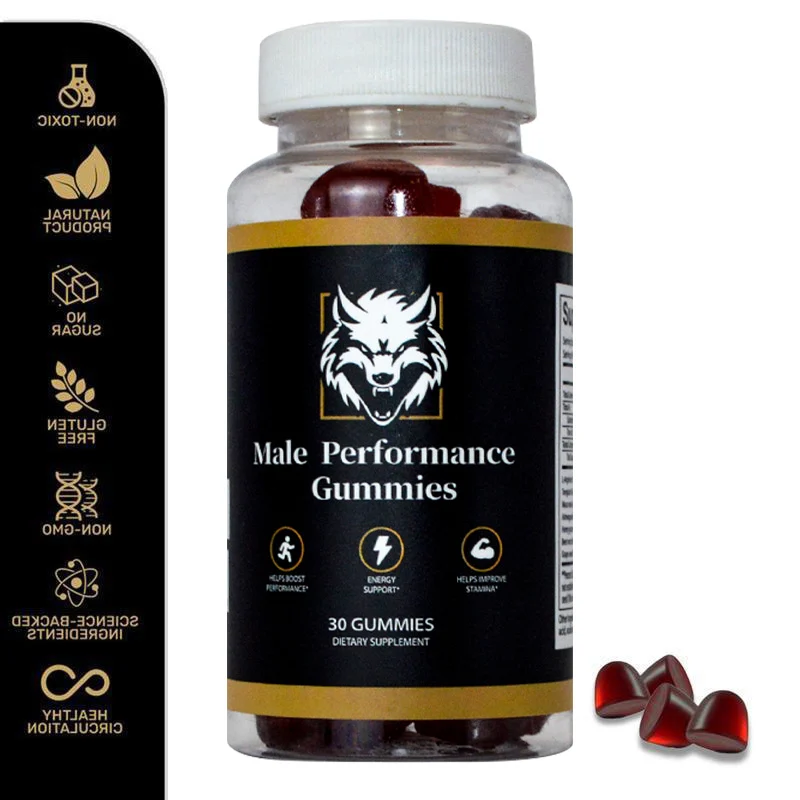 Male Performance Gummies with Nitric Oxide Support, Tongkat Ali & Maca Root for Energy and Stamina - 30 Count