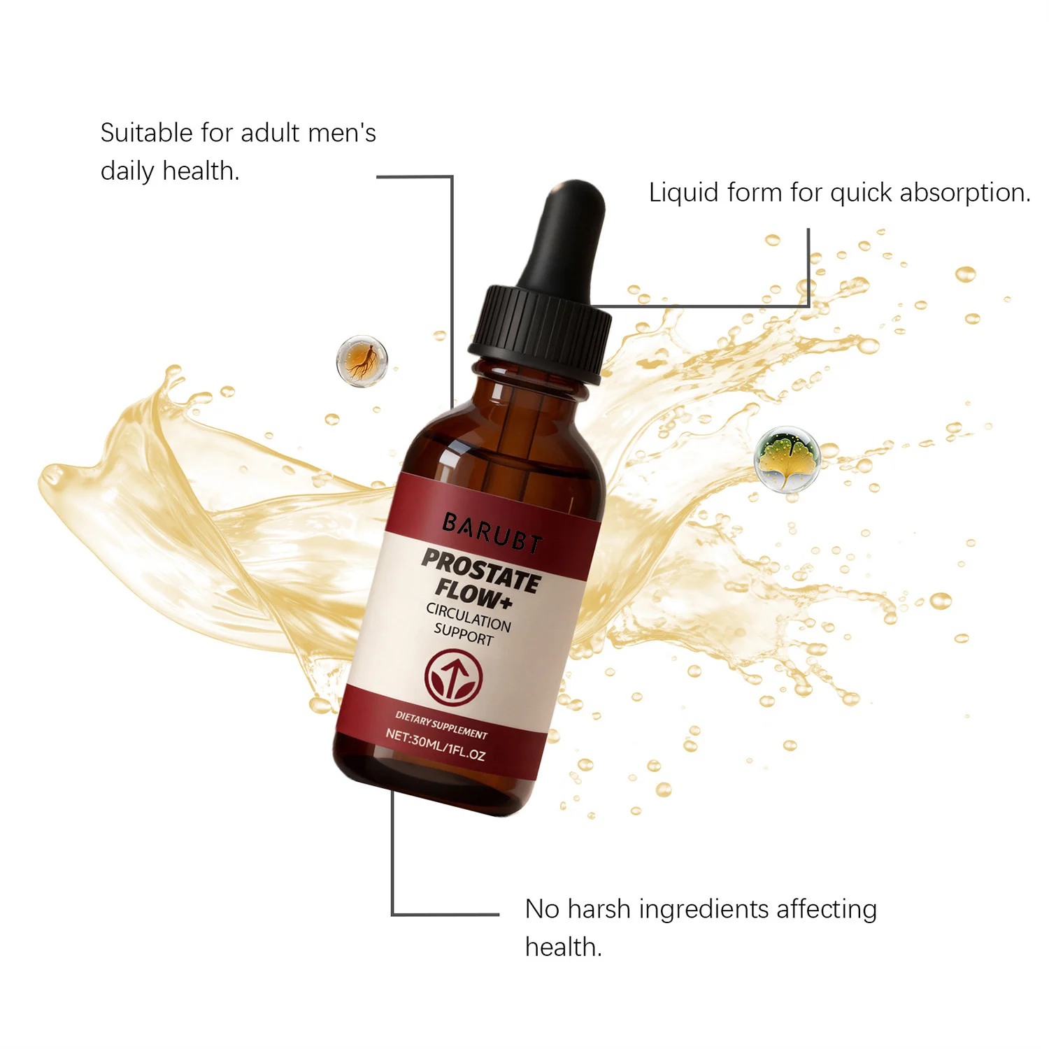 BARUBT Male Prostate Flow & Circulation Support Drops with Saw Palmetto 6 male prostate support drops goo mce338sh desc 1