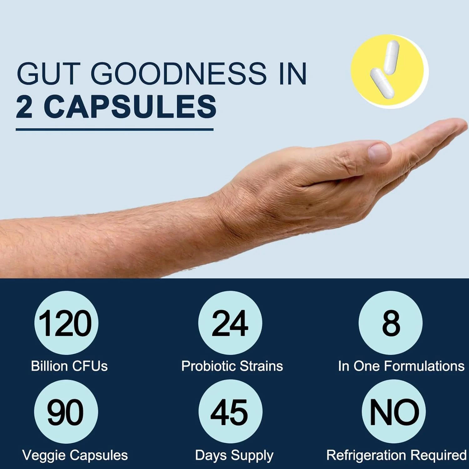 Men's Probiotics 120 Billion CFU with Saw Palmetto & Cranberry, 24 Strains for Prostate & Digestive Health - 90 Veggie Capsules