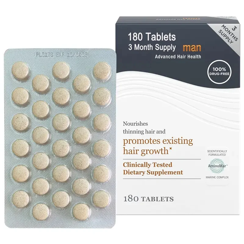 Advanced Hair Growth Supplement for Men with AminoMar Marine Complex & Biotin - 180 Tablets 3 Month Supply 8 men hair growth supplement goo mcehbj9f desc 2