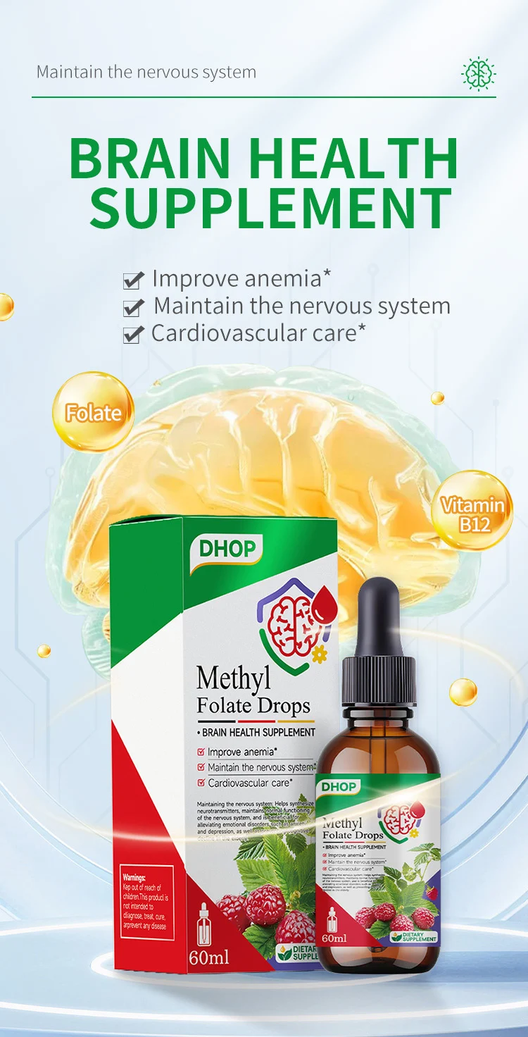 Methyl Folate Drops with Vitamin B12 for Brain & Heart Health, 60ml 5 methyl folate b12 drops goo 2mqx7k9e desc 1