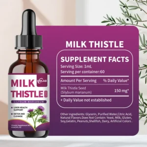 Milk Thistle Drops Liver Cleanse & Detox Supplement Silymarin Extract 60ml