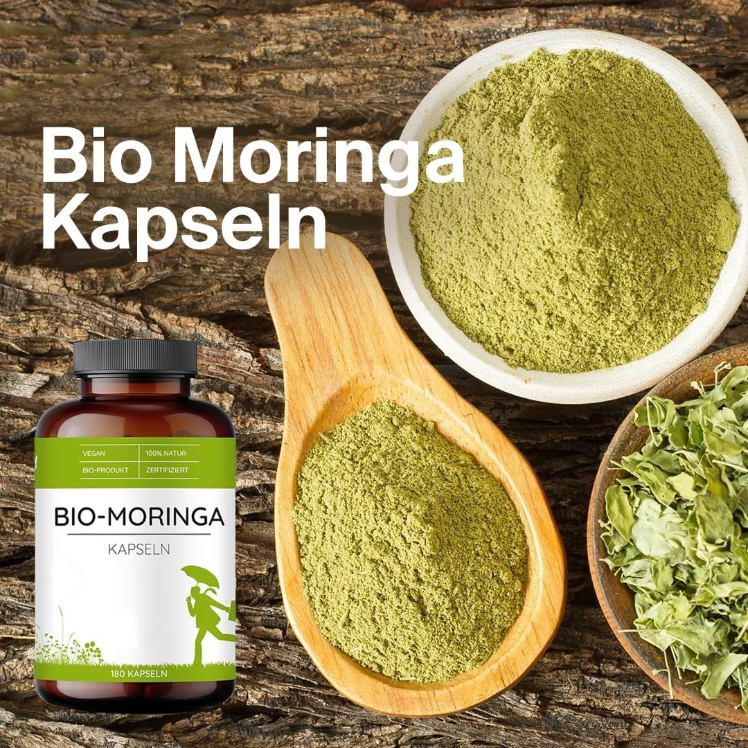 Moringa Capsules Organic Leaf Powder Supplement for Energy and Immune Support
