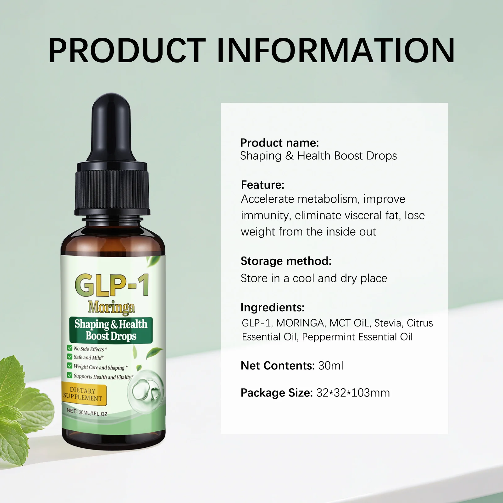 Moringa Drops Weight Loss Supplement GLP-1 Metabolism Boost & Body Shaping Drops 30ml 6 moringa drops weight loss shaping supplement goo mdx5kugp desc 1