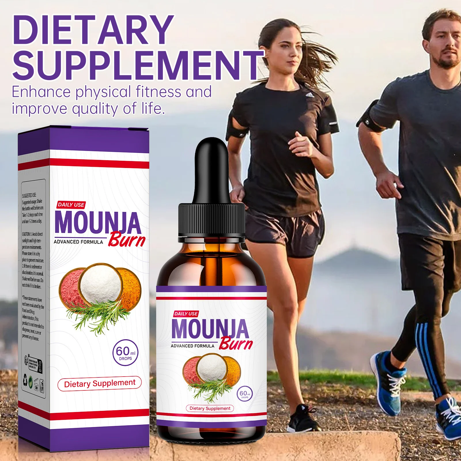 Dietary Supplement Drops - MOUNJA Burn Advanced Formula for Daily Wellness and Metabolism Support - 60ml 13 mounja burn dietary supplement drops goo b26my6dz desc 7
