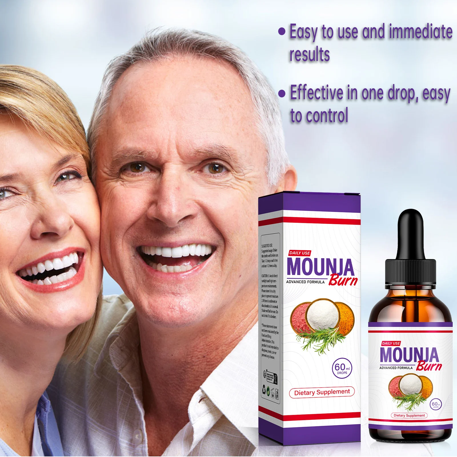 Dietary Supplement Drops - MOUNJA Burn Advanced Formula for Daily Wellness and Metabolism Support - 60ml 14 mounja burn dietary supplement drops goo b26my6dz desc 8