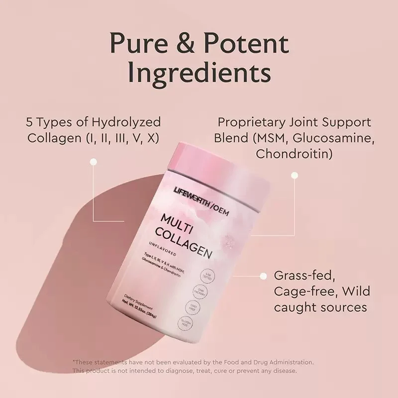 Multi-Collagen Protein Powder Supplement for Skin and Joint Support with PQQ & White Tomato