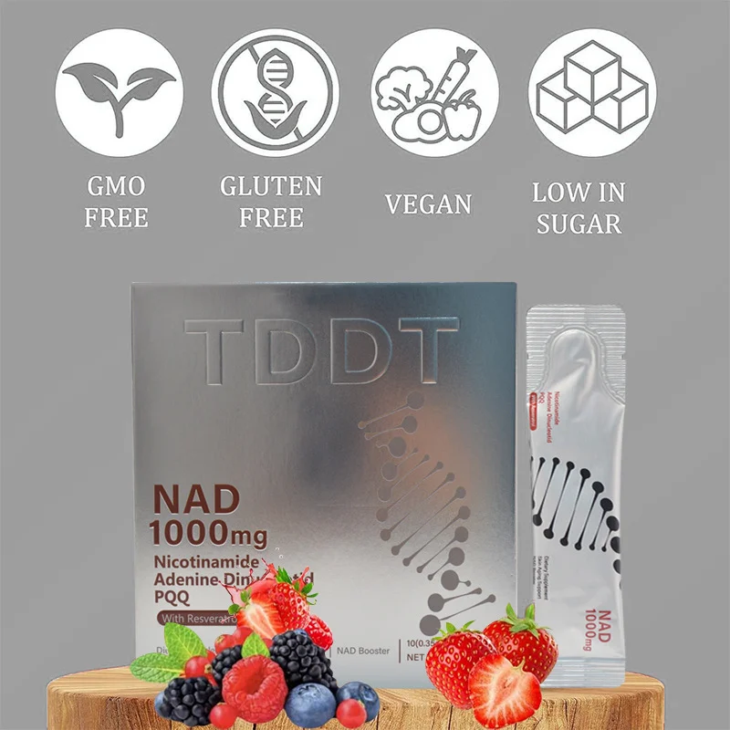 NAD+ Booster Drink for Anti-Aging Support with Quercetin, Resveratrol & PQQ - Berry Flavor (30 Packs)
