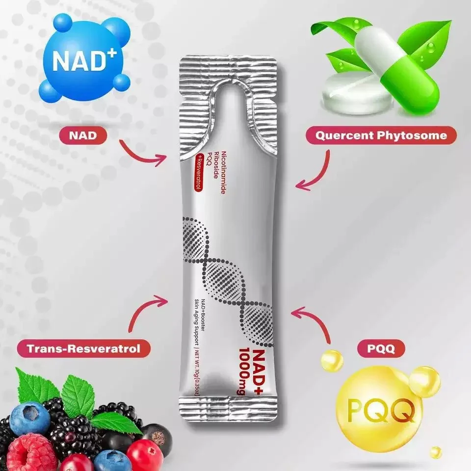 NAD+ Liquid Supplement 30 Sachets with Nicotinamide, PQQ & Quercetin