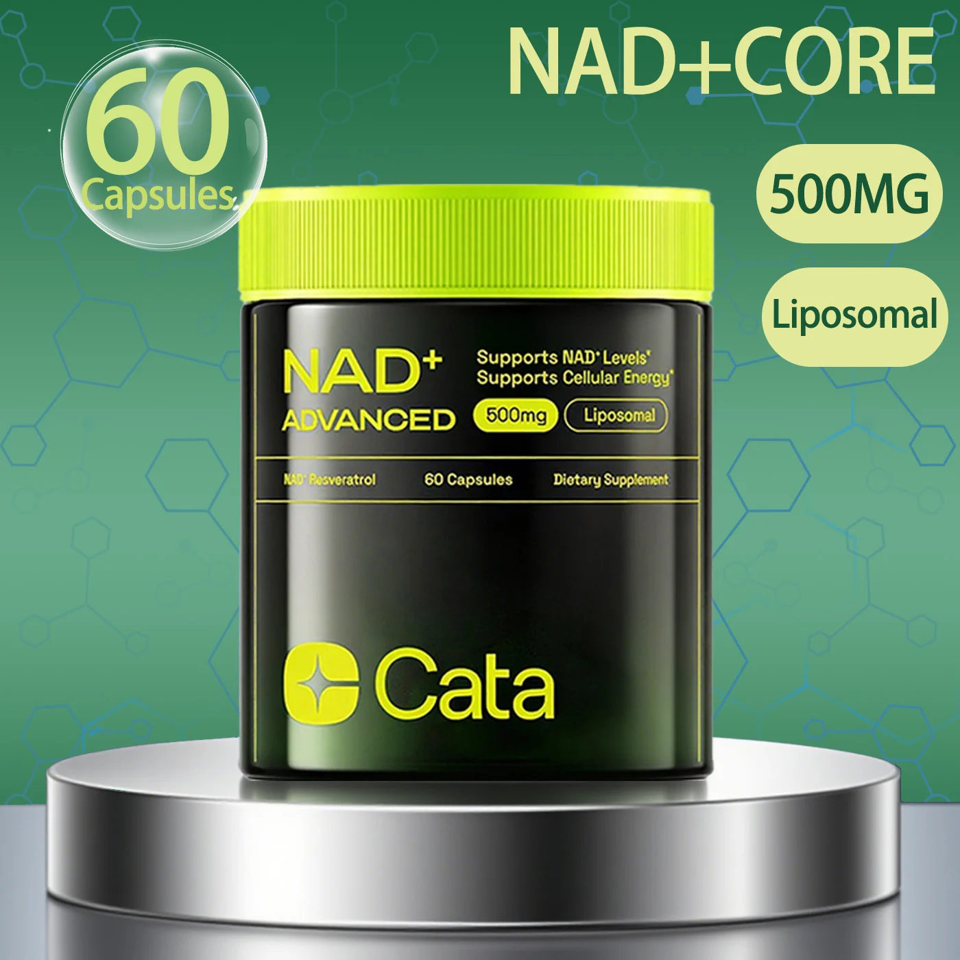 NAD+ Resveratrol Supplement 500mg Liposomal Capsules for Cellular Energy and Anti-Aging - 60 Count 4 nad plus resveratrol liposomal 500mg capsules goo 6q4qbnab desc 2