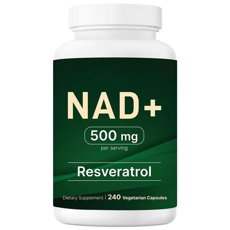 NAD+ Supplement with Resveratrol 500mg - 240 Vegetarian Capsules for Cellular Energy & Anti-Aging