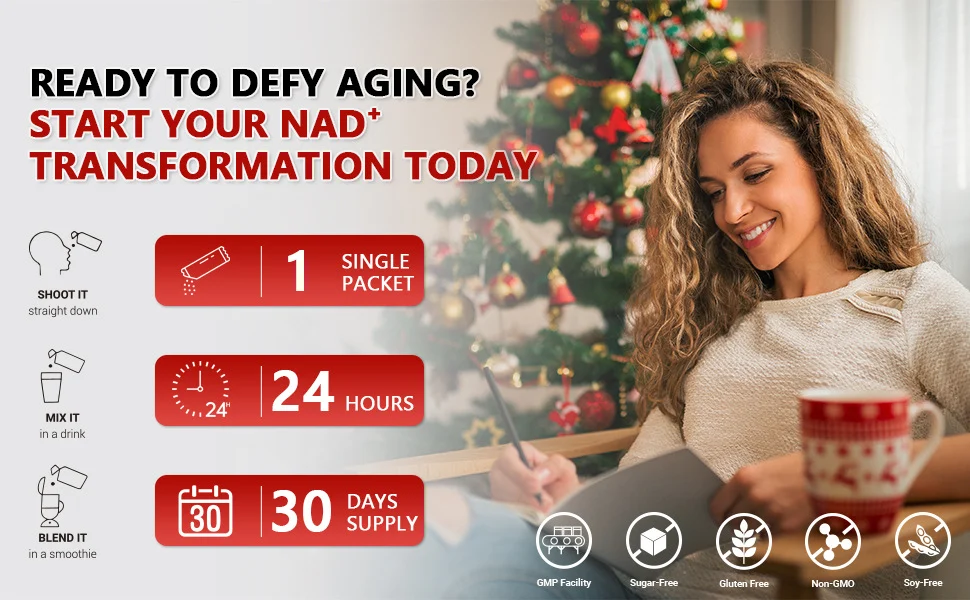 NAD+ Supplement Drink 1000mg Anti-Aging Booster with Resveratrol, PQQ & Quercetin - 30 Packets 11 nad plus supplement drink resveratrol pqq goo nd3w782d desc 5