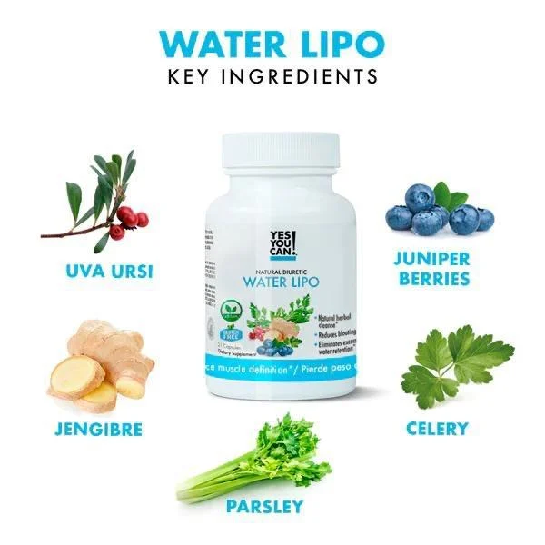Natural Diuretic Water Lipo Capsules for Muscle Definition and Weight Support - Electrolyte & Vitamin Supplement - 21 Count