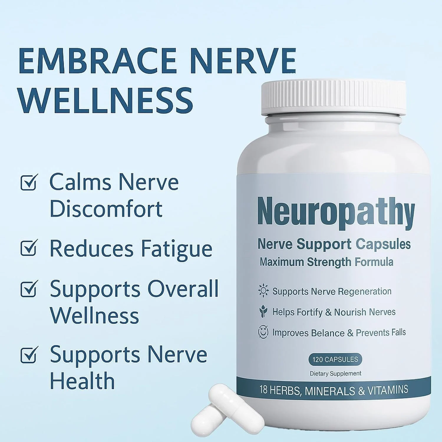 Neuropathy Nerve Support Capsules - Maximum Strength Formula for Nerve Regeneration