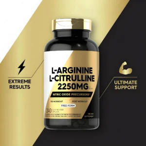 Nitric Oxide Supplement with L-Arginine & L-Citrulline - 2250mg Pre-Workout Support - 240 Quick Release Capsules