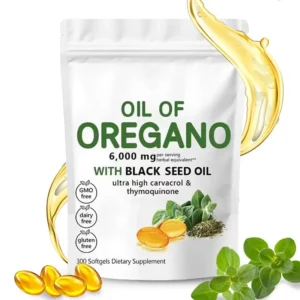 Oil of Oregano Softgels with Black Seed Oil 6000mg for Immune Support & Digestive Health