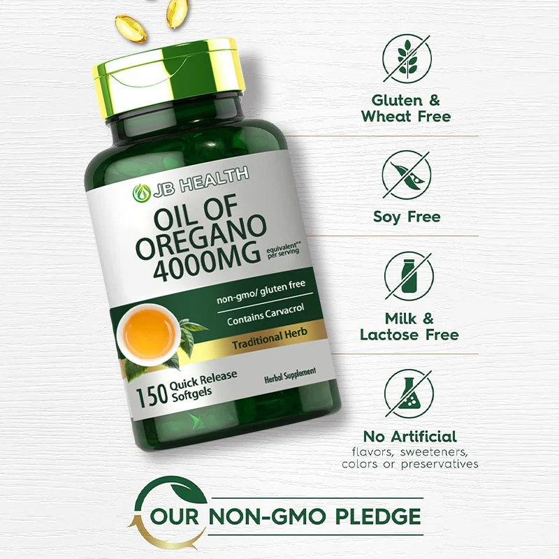 Oil of Oregano Softgels 4000mg Potency - Wild Harvested Mediterranean Oregano Leaf Extract with Carvacrol - 150 Quick Release Softgels 8 oil of oregano softgels 4000mg 150 capsules goo pmwy3b67 desc 5