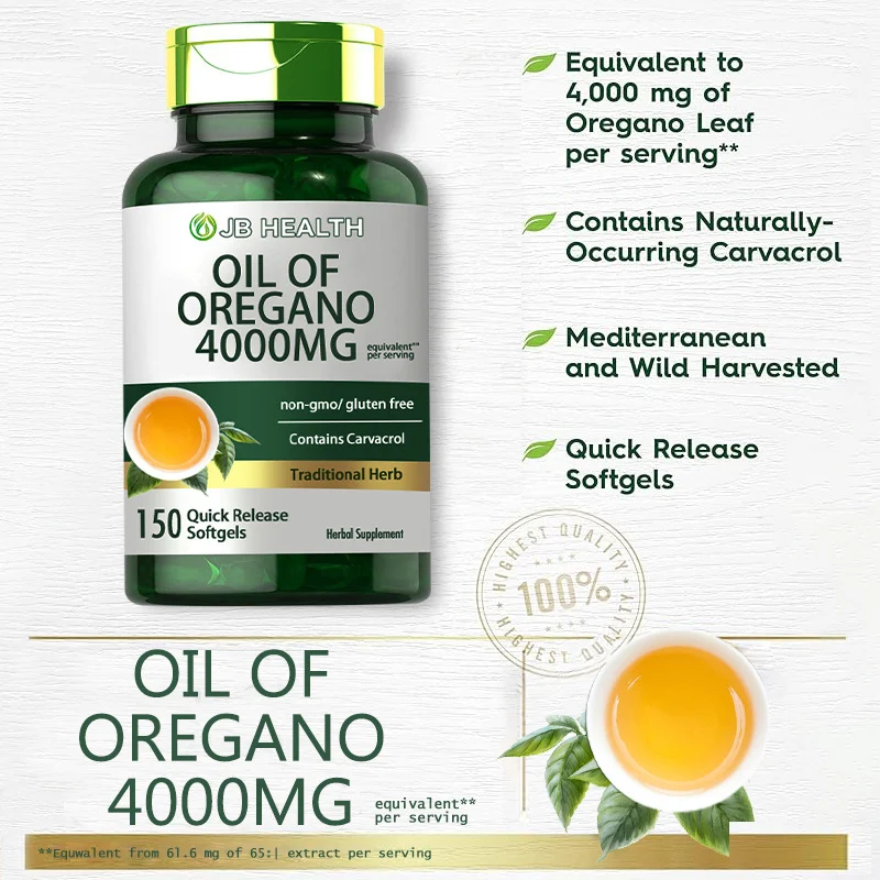 Oil of Oregano Softgels 4000mg Potency - Wild Harvested Mediterranean Oregano Leaf Extract with Carvacrol - 150 Quick Release Softgels 9 oil of oregano softgels 4000mg 150 capsules goo pmwy3b67 desc 6