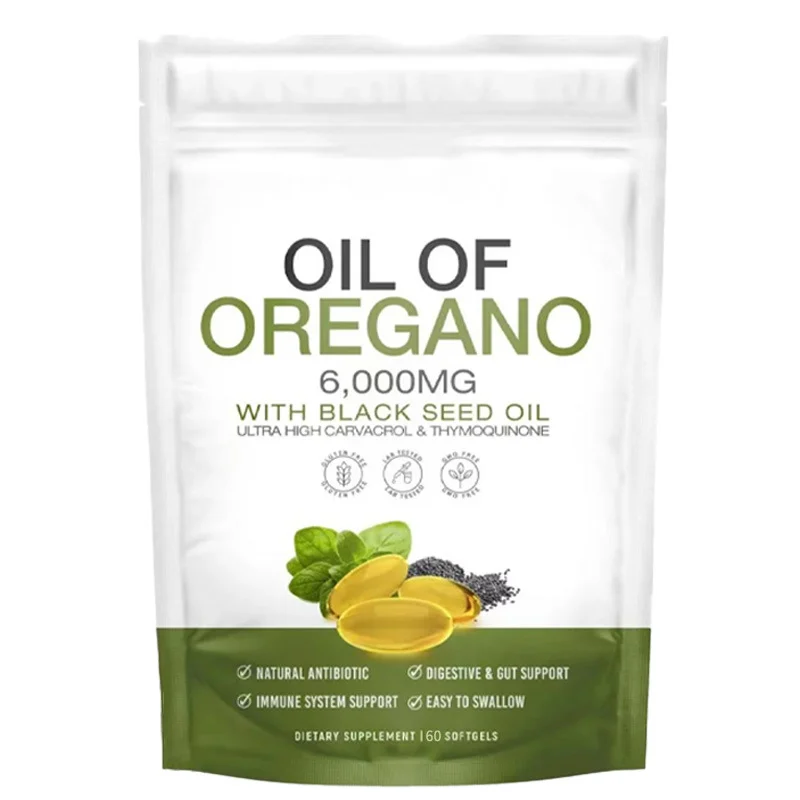Oil of Oregano Softgels 6000mg with Black Seed Oil for Immune and Digestive Support