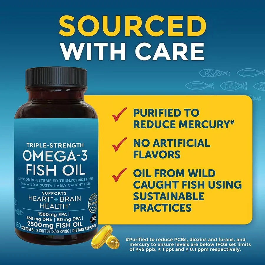 Jin Weikang Triple Strength Omega 3 Fish Oil 2500mg - 1500mg EPA & 568mg DHA - 180 Softgels