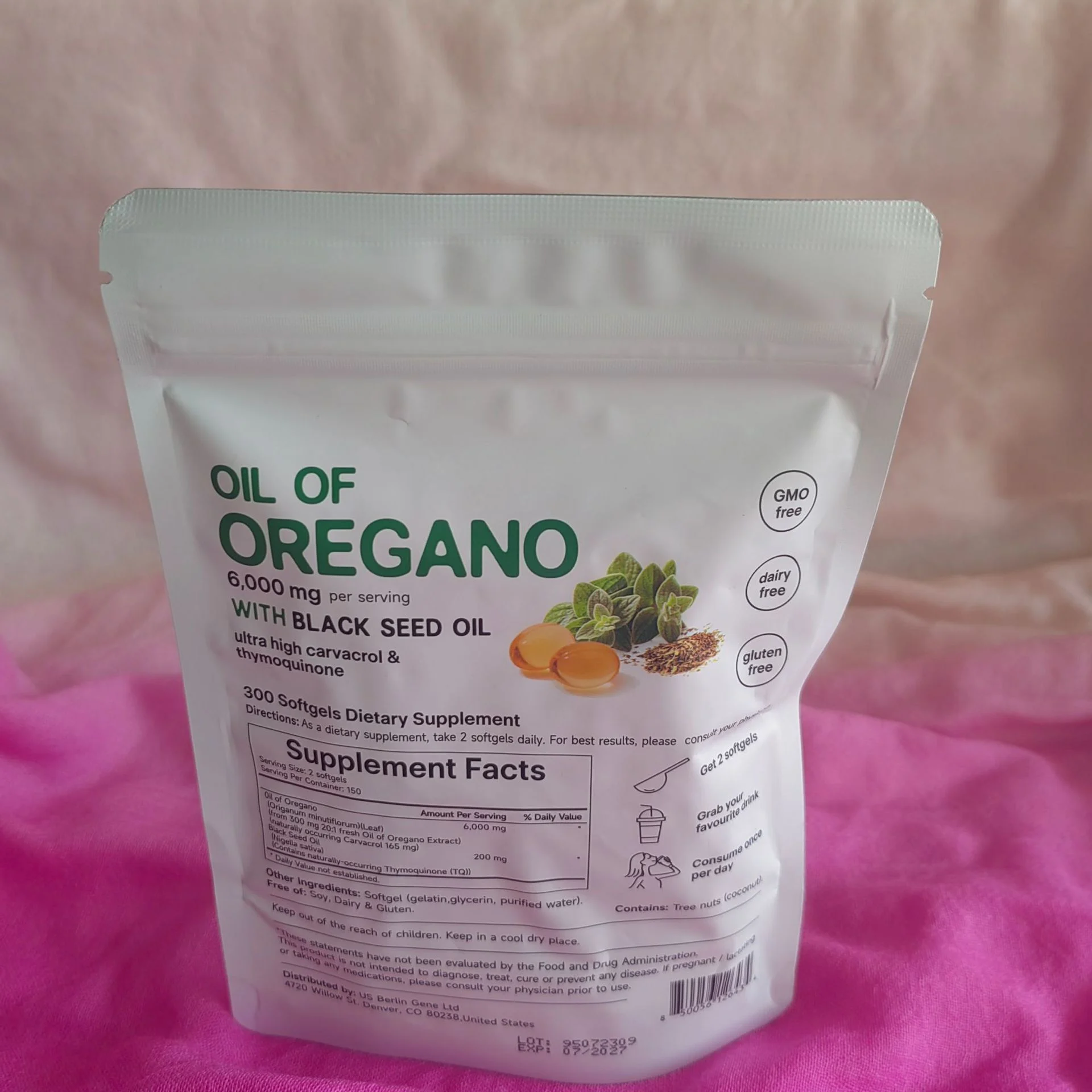 Oregano Oil and Black Seed Oil Softgels for Immune Support 6000mg 300 Count