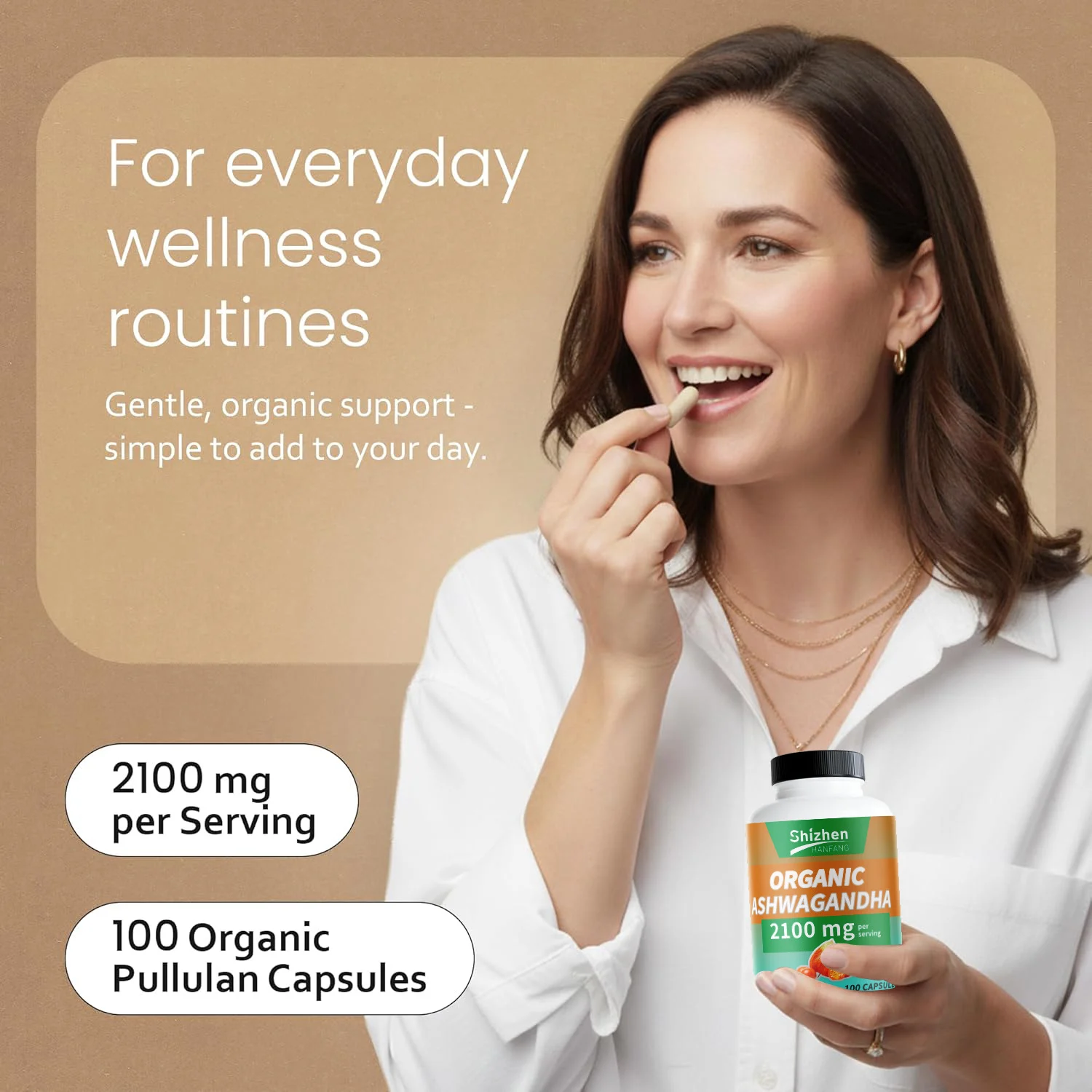 Ashwagandha Capsules 2100mg Organic Full Spectrum Supplement for Stress Relief & Wellness