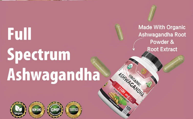 Ashwagandha Capsules 2100mg for Stress Relief & Mood Support - Organic Ayurvedic Root Extract & Powder, 100 Veggie Capsules 4 organic ashwagandha capsules 2100mg supplement goo fmyakv4z desc 1