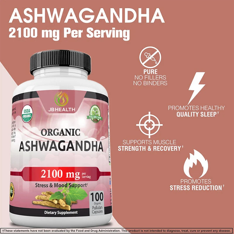 Ashwagandha Capsules 2100mg for Stress Relief & Mood Support - Organic Ayurvedic Root Extract & Powder, 100 Veggie Capsules 7 organic ashwagandha capsules 2100mg supplement goo fmyakv4z desc 4