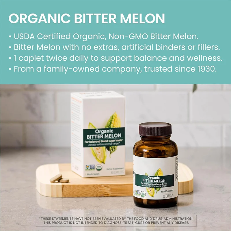 Bitter Melon Supplement for Blood Sugar Support - Organic Herbal Capsules - 60 Caplets 8 organic bitter melon supplement capsules goo ybxbwq69 desc 3