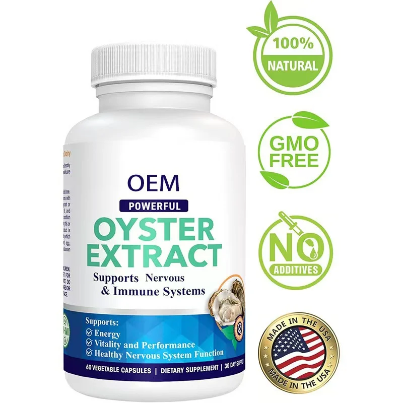 Natural Oyster Extract Capsules 1000mg for Energy and Immune Support - 60 Count