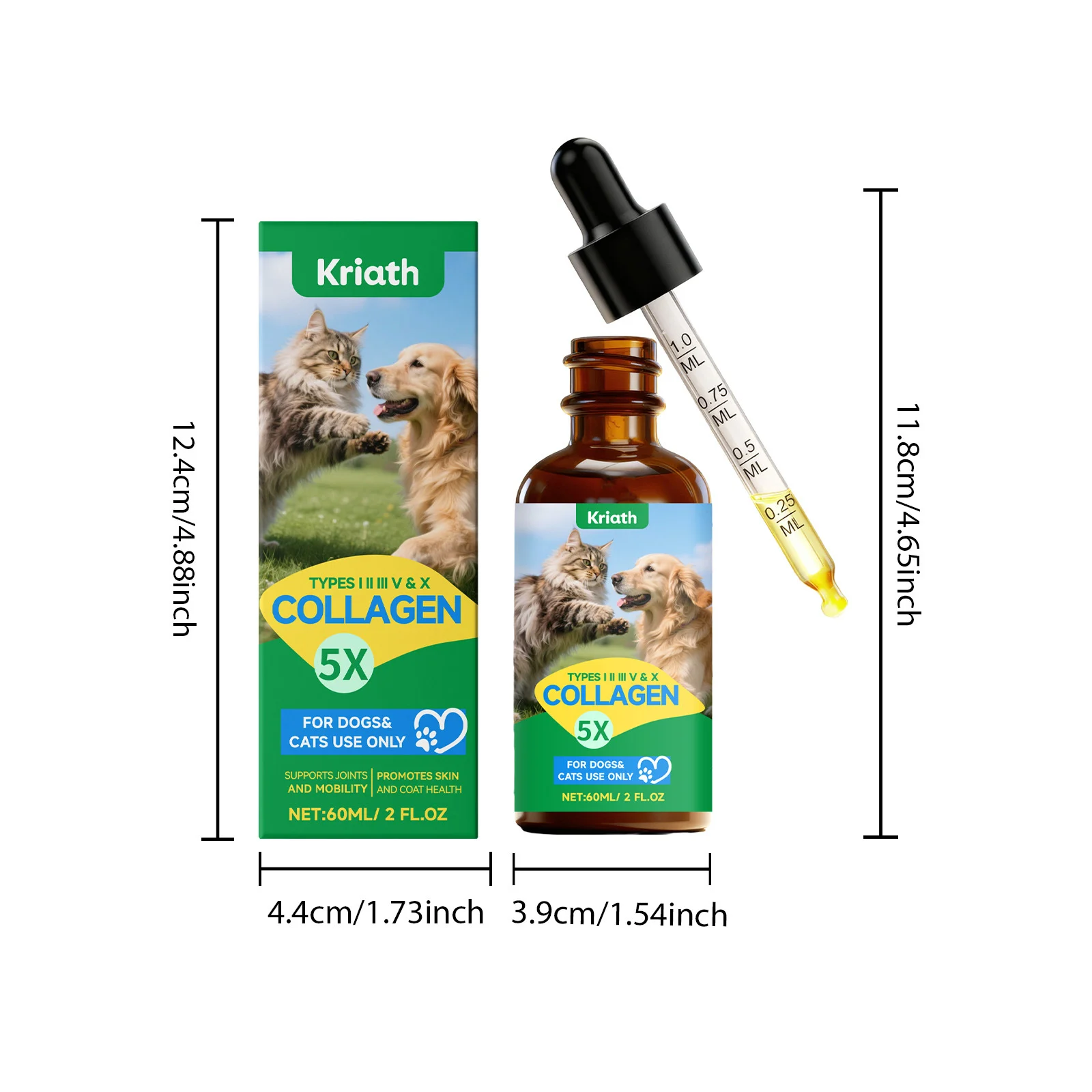 Kriath Pet Collagen Drops for Dogs & Cats - Joint Mobility, Skin & Coat Health Support 6 pet collagen drops goo qntrx7mk desc 1