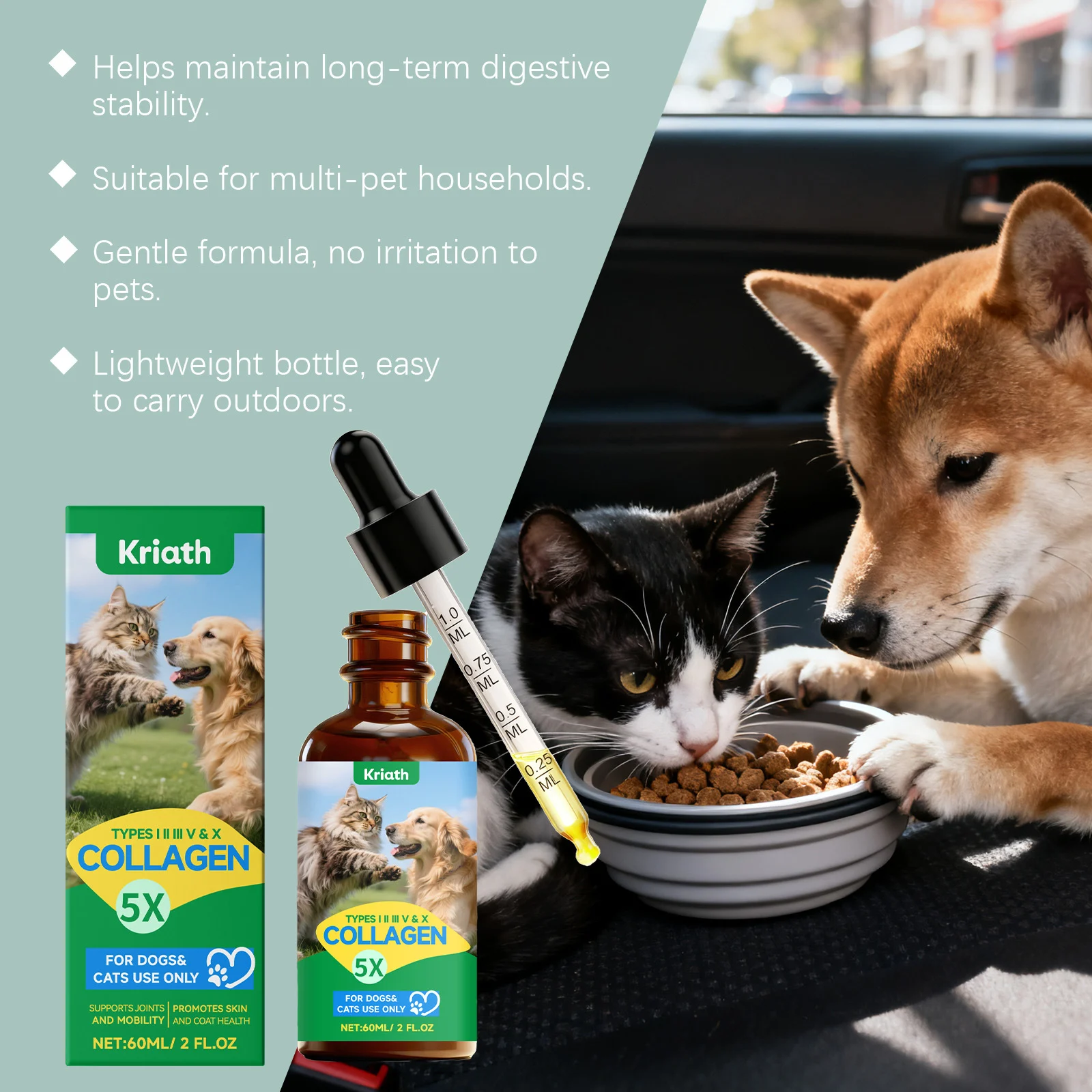 Kriath Pet Collagen Drops for Dogs & Cats - Joint Mobility, Skin & Coat Health Support 17 pet collagen drops goo qntrx7mk desc 12